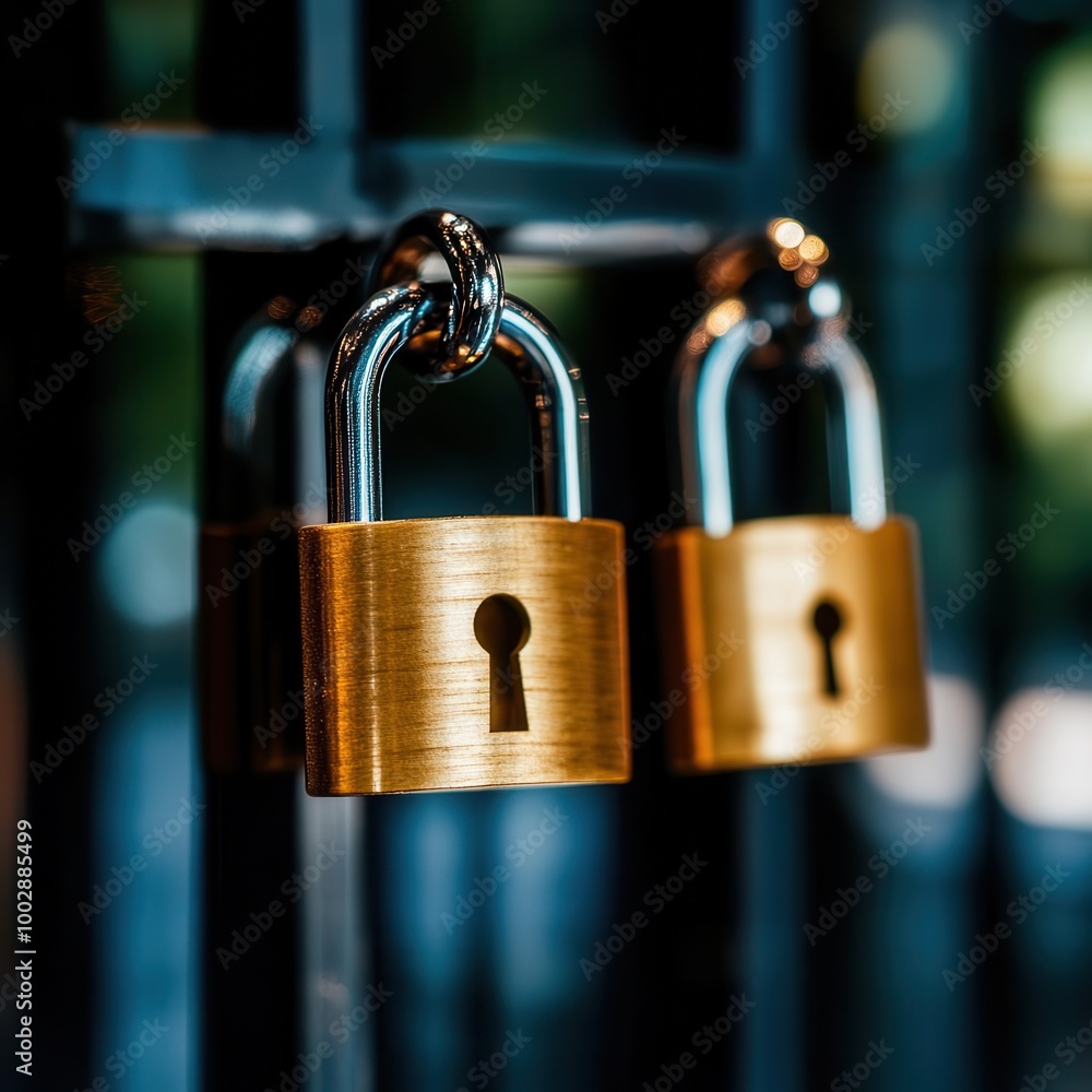 Poster closeup of a secure data warehouse structure with global connection lines and padlocks, symbolizing 
