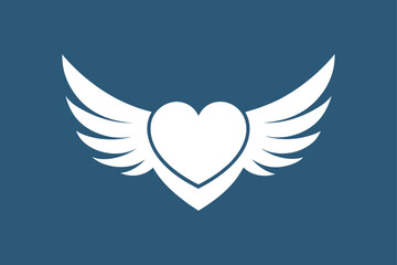 Heart love with wings icon