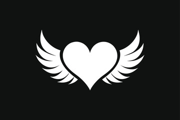 Heart love with wings icon