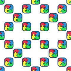 Obraz premium Vector Creative Puzzle Jigsaw Pieces colored seamless pattern