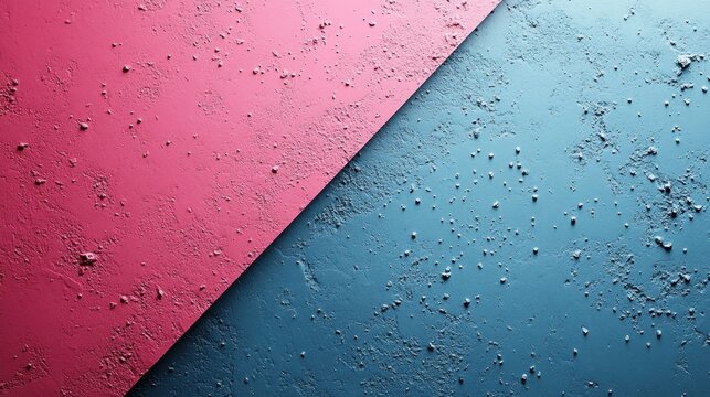 Cyan and magenta flat background with a soft, minimal texture and diagonal split 