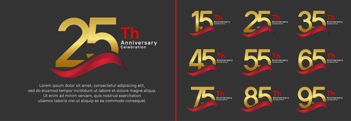 anniversary logotype set. vector design golden color number can be use for special moment