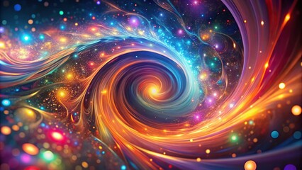 Abstract aerial view with swirling patterns and glowing lights