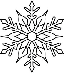 Snowflakes line art silhouette icon, vector illustration on black and white.