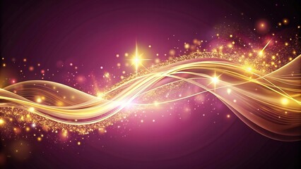 Abstract and colorful magical background with asymmetrical gold energy flow