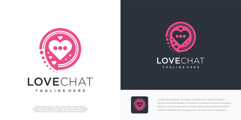 Love chat logo design vector illustration. Heart chat logo design icon.