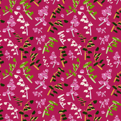 Lily flowers seamless vector pattern