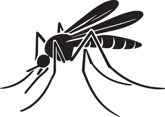 Mosquito icon. Black gnat silhouette. Poisonous flying insect isolated on white background. Malaria, dengue or zika virus concept. Vector graphic illustration.