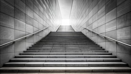 Fototapeta premium abstract architectural background with black and white stairs going down, creating leading lines