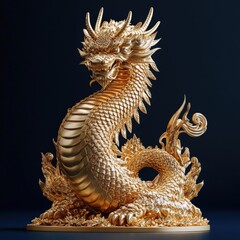 Obraz premium Craft golden statues of mythical creatures with intricate details and shimmering allure, exuding a sense of mythical luxury