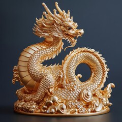 Obraz premium Craft golden statues of mythical creatures with intricate details and shimmering allure, exuding a sense of mythical luxury