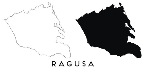 Ragusa map outline and black silhouette vector
