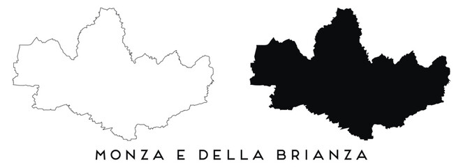 Monza e della Brianza map silhouette and outline vector set