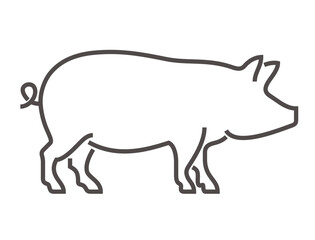 Pig icon in bold line - for pork products or butcher shop