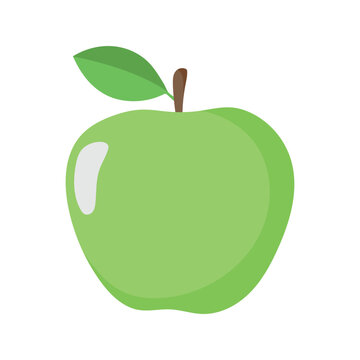 green apple on white background flat vector design
