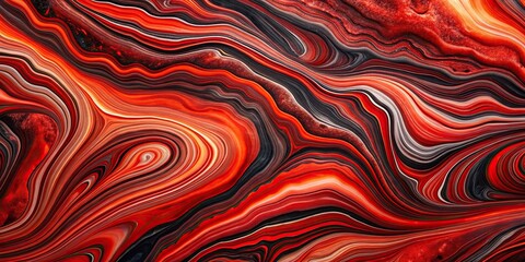 Abstract art with red and black colors marble swirls and agate ripples
