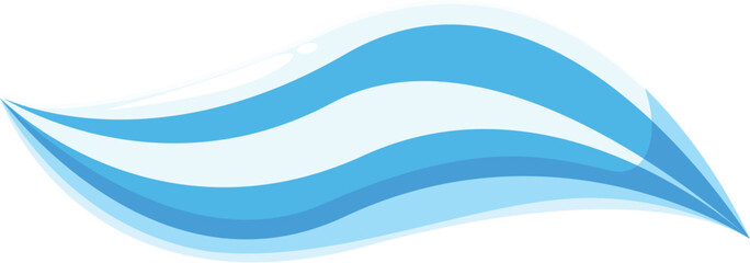 Cartoon style blue water wave is flowing with a swirling motion