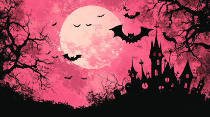 Stylish Halloween designs in black and pink for cards, banners, social media, and printing.