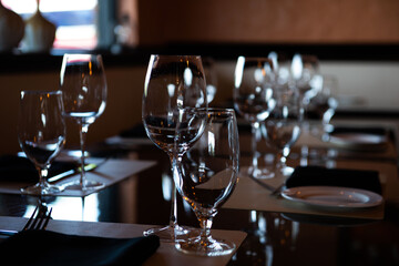 glasses on a table