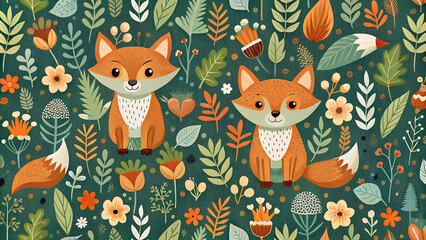 seamless fox pattern