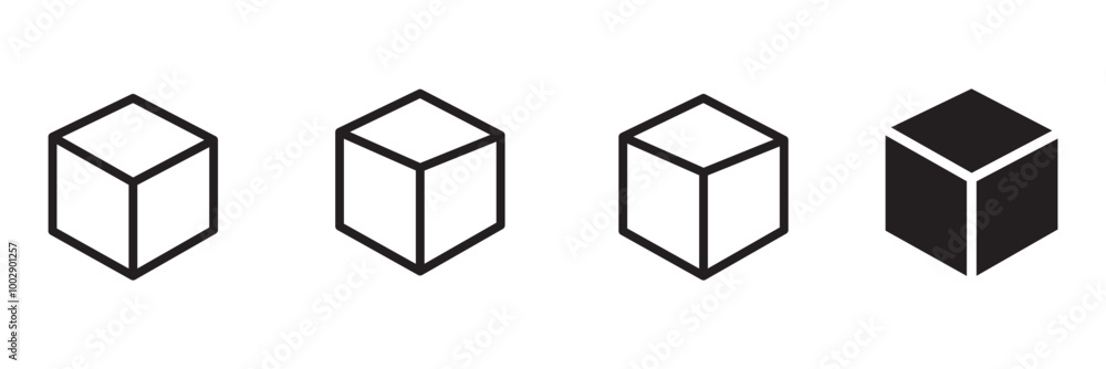 Poster cube vector icon set. black cube icons. simple template virtual reality flat design pictogram for in