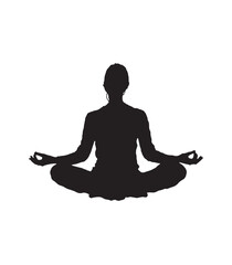 Silhouette of a person sitting cross-legged meditating 