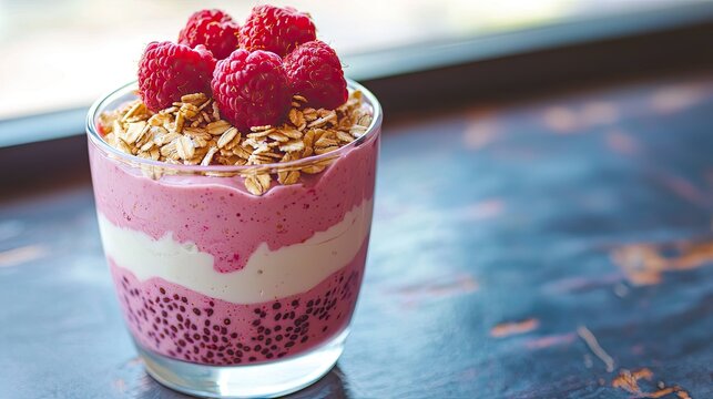 create a dessert Mix 100 g of coconut yogurt with two tablespoons of tea. Leave to rest for 20 minutes. Put coconut yogurt in a glass, 50 g 