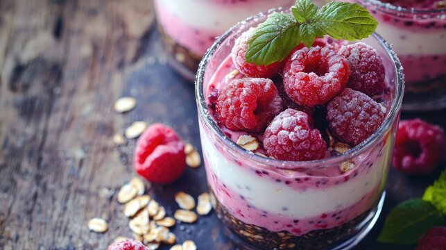 create a dessert Mix 100 g of coconut yogurt with two tablespoons of tea. Leave to rest for 20 minutes. Put coconut yogurt in a glass, 