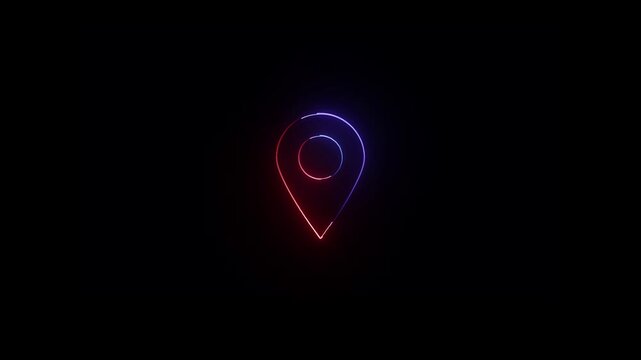 GPS location pointer animated and location icon ,on the black background.