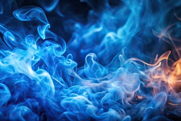 Obraz premium Abstract background of blue smoke and fire with shallow depth of field and high angle view