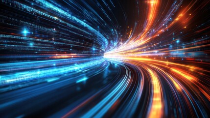 Obraz premium A vibrant abstract representation of light trails and energy movement.