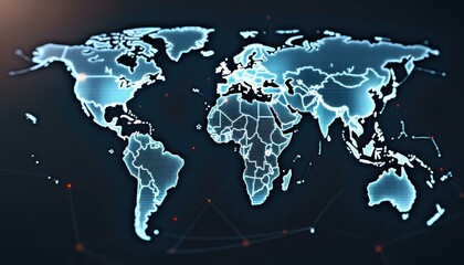 Fototapeta premium Global Network, Digital World Map, Futuristic Connectivity