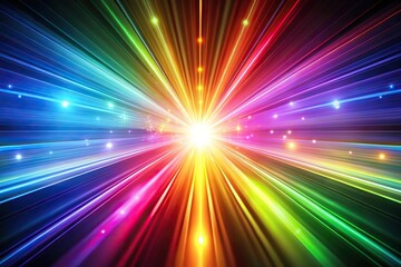 Abstract background of colored light beams reflected