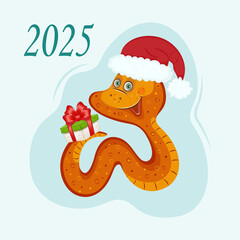 Chinese New Year 2025 snake illustration with gift boxes. New Year poster design. Stock vector