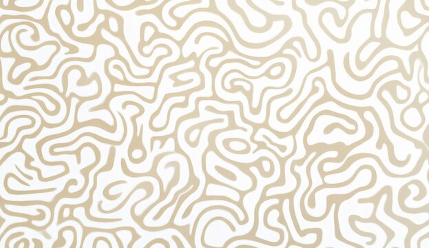 Beige and white pattern of squiggles on a plain white background