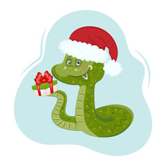 Chinese New Year 2025 snake illustration with gift boxes. New Year poster design. Stock vector