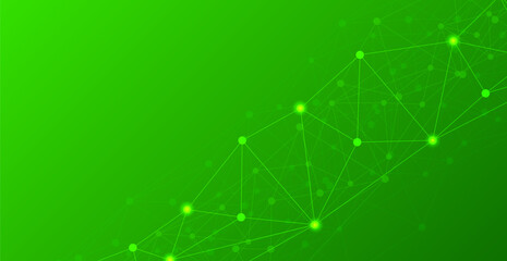 Green Technology Background With Network Connection. Abstract Business Wallpaper. Backdrop. Futuristic Vector Illustration