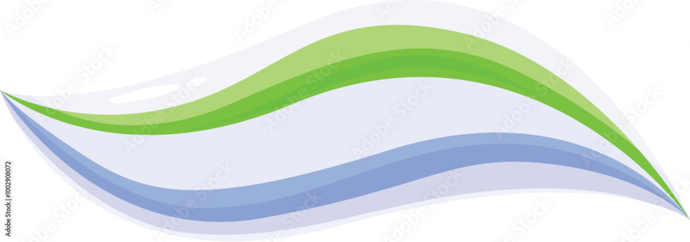 Aufkleber abstract blue and green wave design element flowing upwards to the right of the frame on a white bac