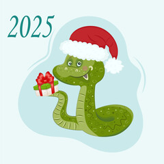 Chinese New Year 2025 snake illustration with gift boxes. New Year poster design. Stock vector