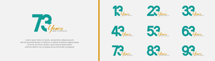 anniversary logotype set. vector design green and orange color can be use for special moment