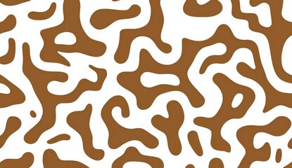 Chocolate brown and white pattern of squiggles on a plain white background