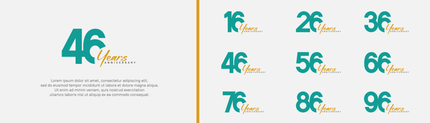 anniversary logotype set. vector design green and orange color can be use for special moment