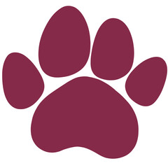 maroon animal paw cartoon illustration