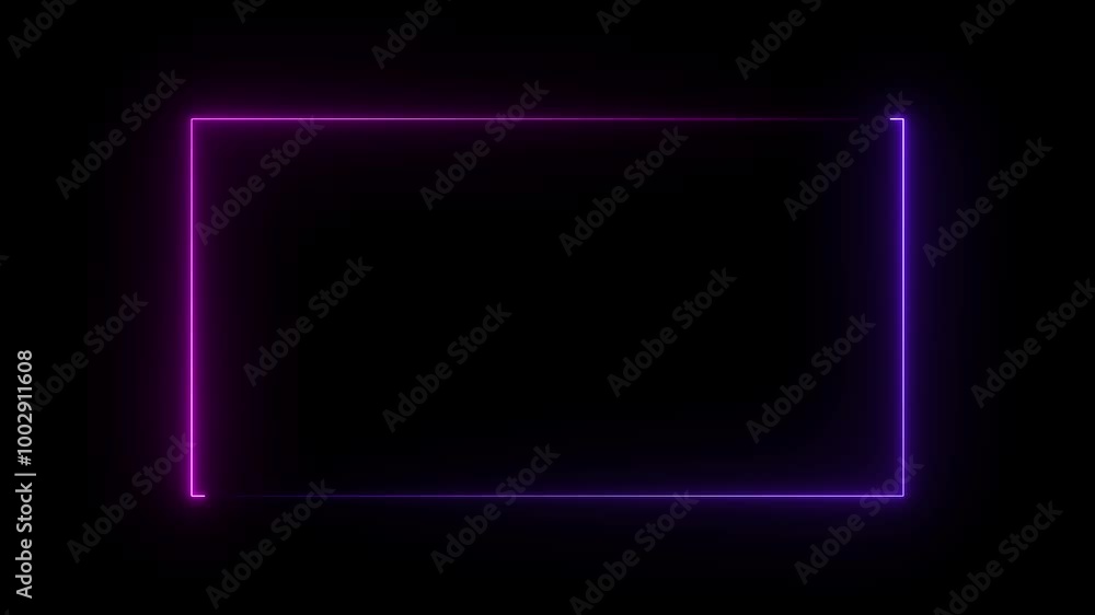 Poster abstract neon rectangle frame animation background.
