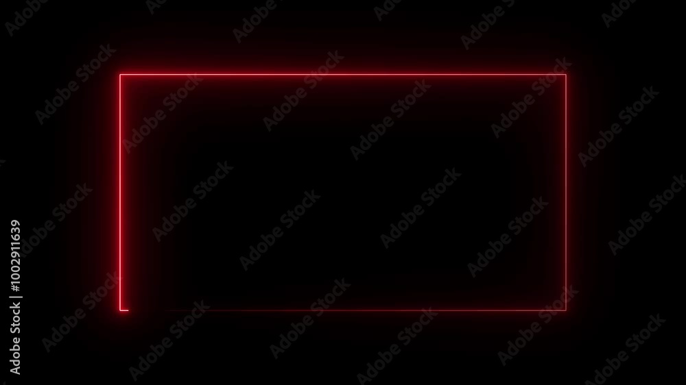 Poster light glowing neon red color picture frame rectangle animation icon