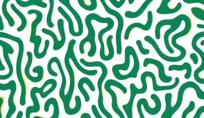  Green and white pattern of squiggles on a plain white background