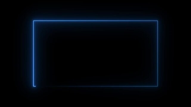 light glowing neon blue color picture frame rectangle animation icon