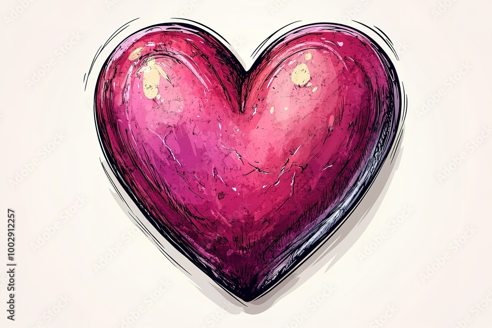 Poster a heart is drawn in a sketchy style with a pink color