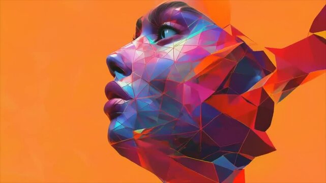 Head movement of a beautiful woman in geometric and stereometric interpretation as graphic resources