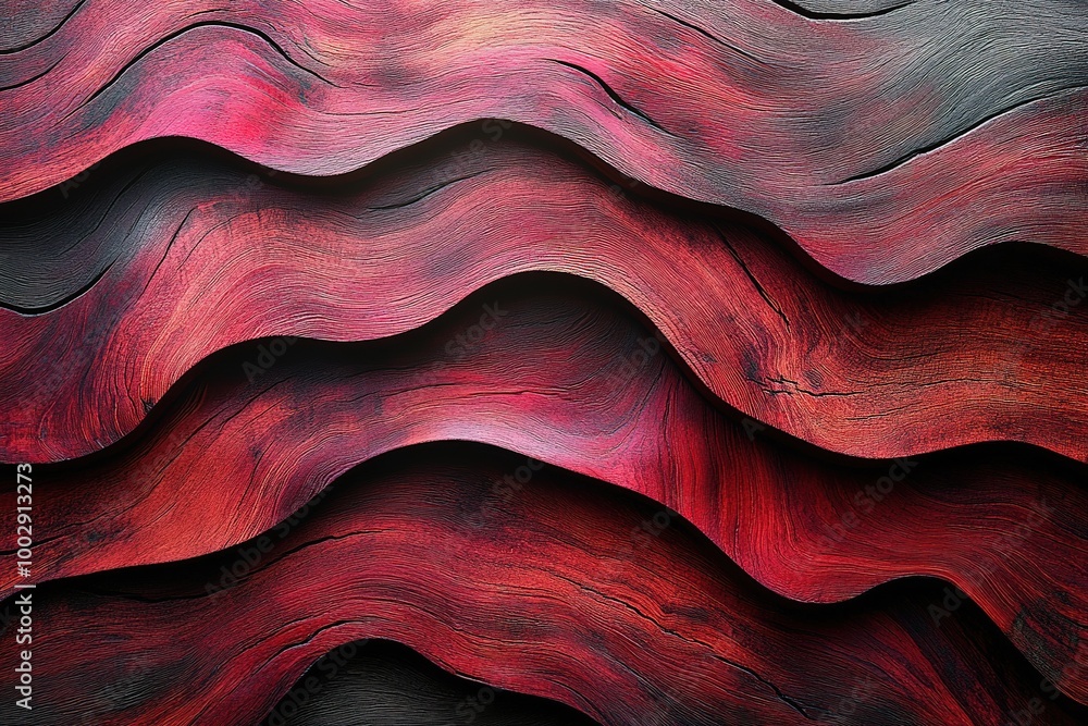 Poster a red and black wave pattern with a black background